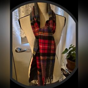 Via Condotti Roma 100% Virgin Wool Classic Plaid Scarf w/Fringe